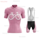 Женский комплект из Джерси для велоспорта, розовая летняя одежда для велоспорта с защитой от УФ излучения, быстросохнущая Женская одежда для горных велосипедов, комплект для велоспорта, 2021