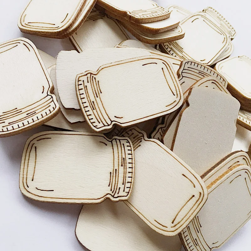 50pcs Creative Vintage Wooden Bookmarks Bottle Shape Natural Wood DIY Gift Tags Unfinished Laser Cut Out School Supplies |