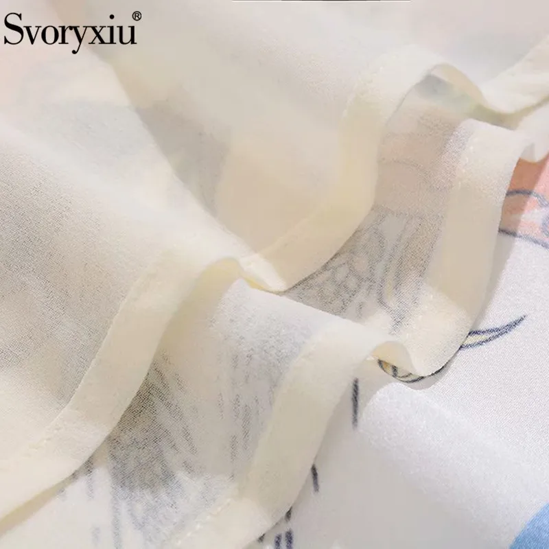 

Svoryxiu Runway Designer Summer Short Sleeve Dress Women's Charming Flower Print Ruffles Beach Style Dresses Vestdios