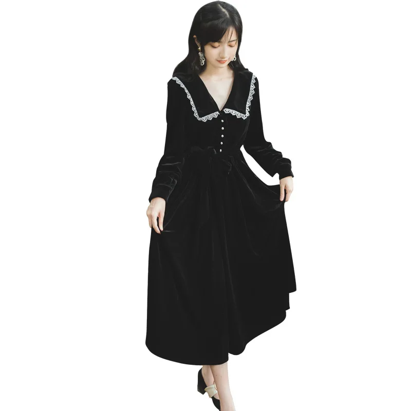 2019 Новая модная женская одежда осень-зима ретро винтажное платье сексуальное |