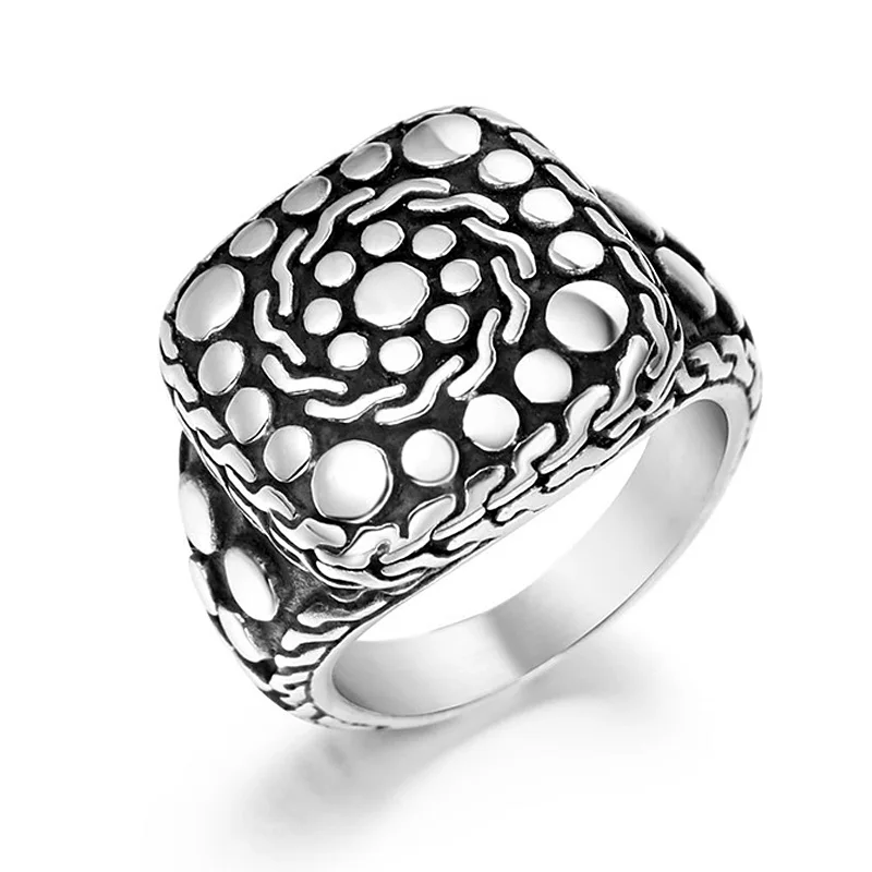 Уникальные кольца с узором в виде булыжника покла из черной нержавеющей стали