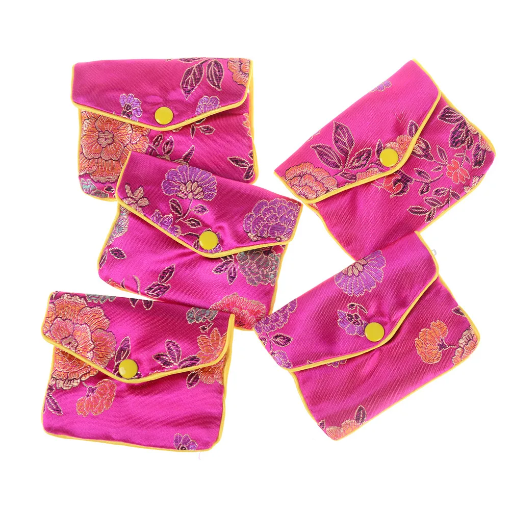 

5 шт./лот шелковые китайские традиционные сумки для хранения ювелирных изделий, сумочка, кошелек, подарки, сумка-Органайзер для драгоценност...