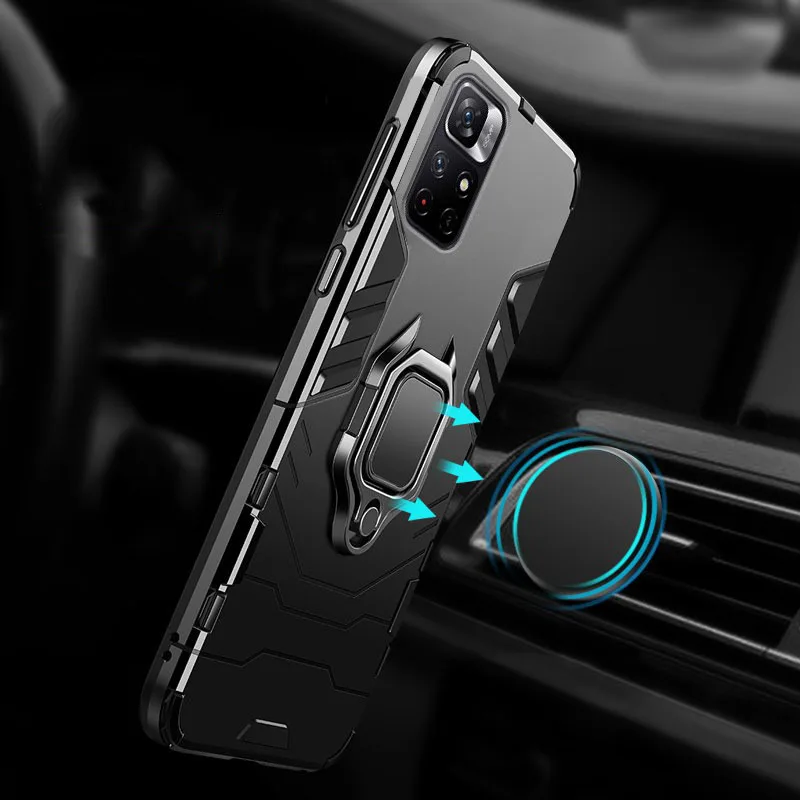 Metal Magnetic Case for Xiaomi Redmi Note 11 Pro Plus 11T 10S 10 5G Ring Stand Holder Cover For Poco F3 X3 X4 NFC M3 M4 Capa | Мобильные