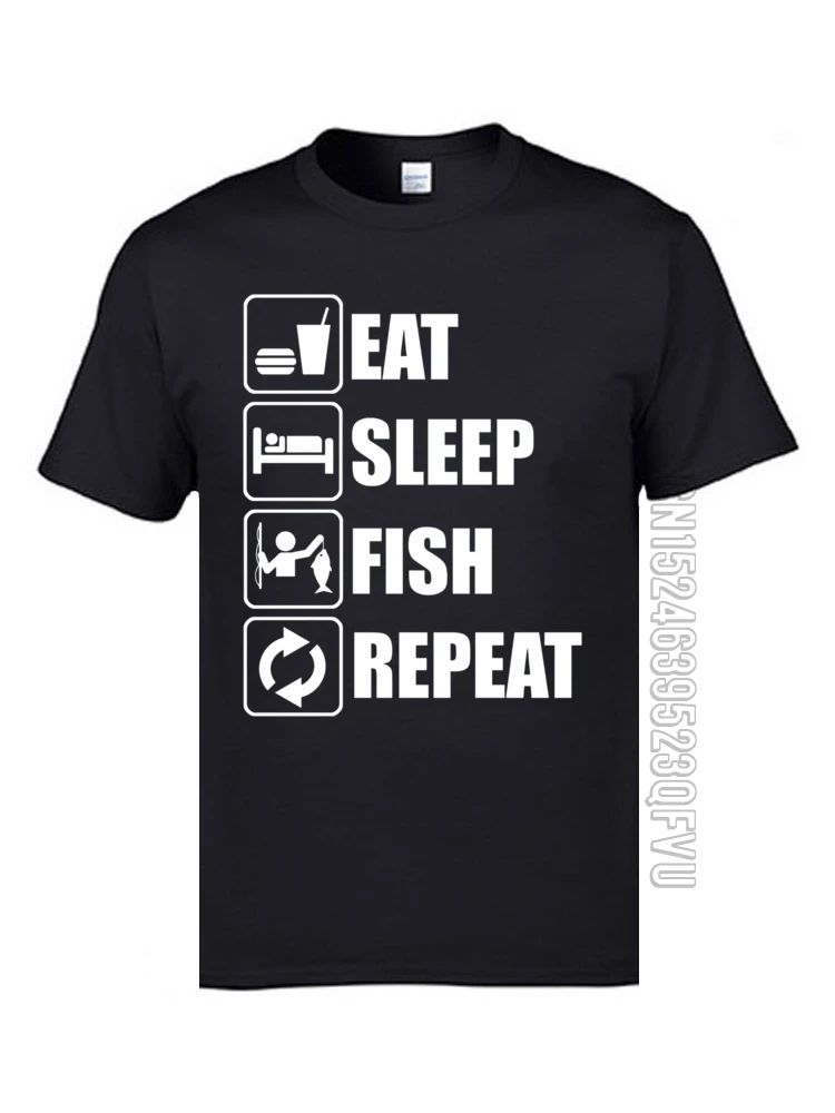 Футболка мужская с надписью Eat Sleep Fish Repeat|Мужские футболки| |