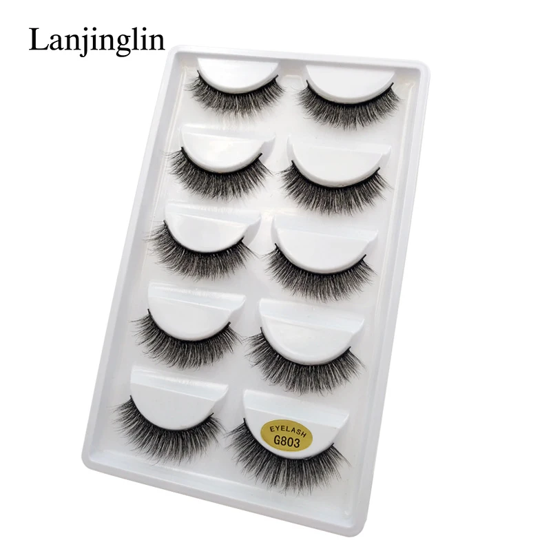 LANJINGLIN 10 коробок/лот норковые ресницы натуральные длинные накладные ресницы ручная работа Мягкие 3d норковые ресницы макияж Искусственные ресницы G803