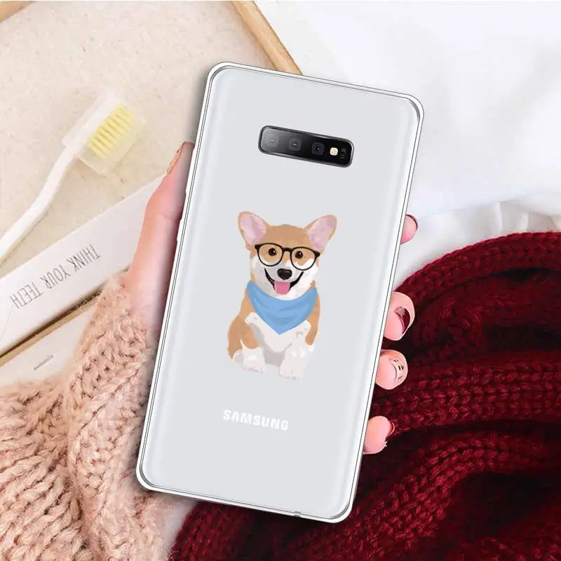 

Corgi cute cartoon animal dog Phone Case Transparent For Samsung Galaxy A 71 21s S note 8 9 10 plus 20 ultra