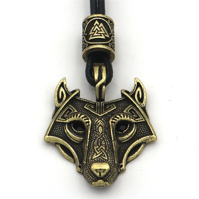 Black Valknut Bronze Черные красные глаза волк амулет кулон скандинавские бусы Vegvisir Валькнут троица узел колье с кулоном в стиле викингов мужской женский талисман ювелирные изделия wicca - Окраска металла: Black Valknut Bronze