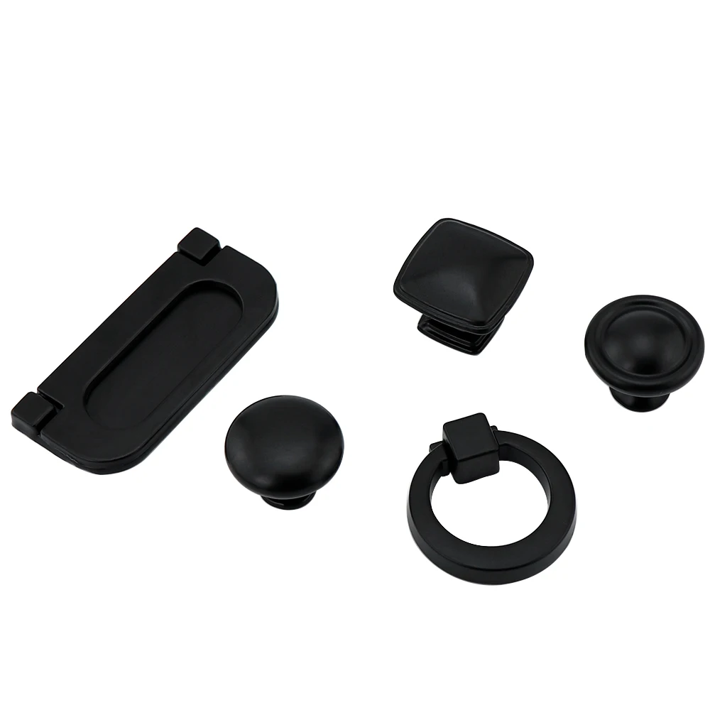 Американский Стиль Черный кабинет ручки однотонные Алюминий сплав Кухня шкаф