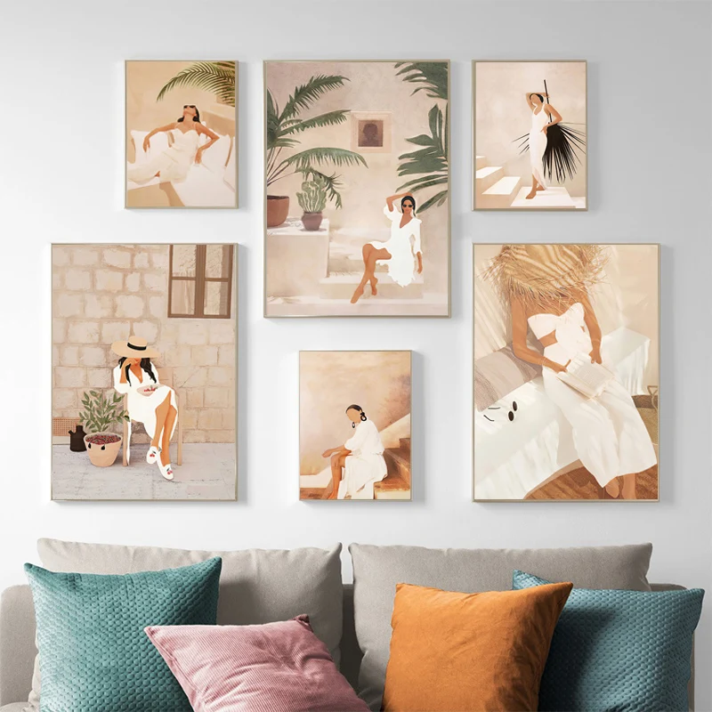 

Astratta estate Della Ragazza di Modo Leggere Canvas Print Poster Painting Picture Wall Art for Living Room Bedroom Home Decor