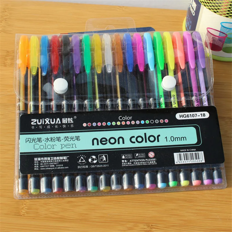 

18pcs Neon Colors Ink 1mm Gel Pen Artist Art Drawing Painting Flash Marker Highlighter Pen Set Stationery School Office Supply