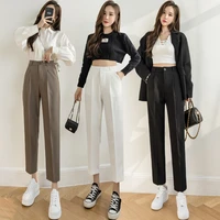 2021 korean fashion pantalones plus size high waist elasticity official business ol trousers women korean clothes harem pants