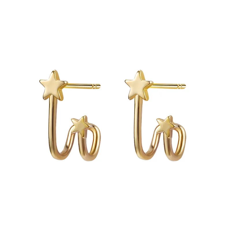

2021 New Hot Selling Simple Stylish Gold Color Star Studs Earrings For Women Exquisite Versatile Copper Ear Studs Female Fashion
