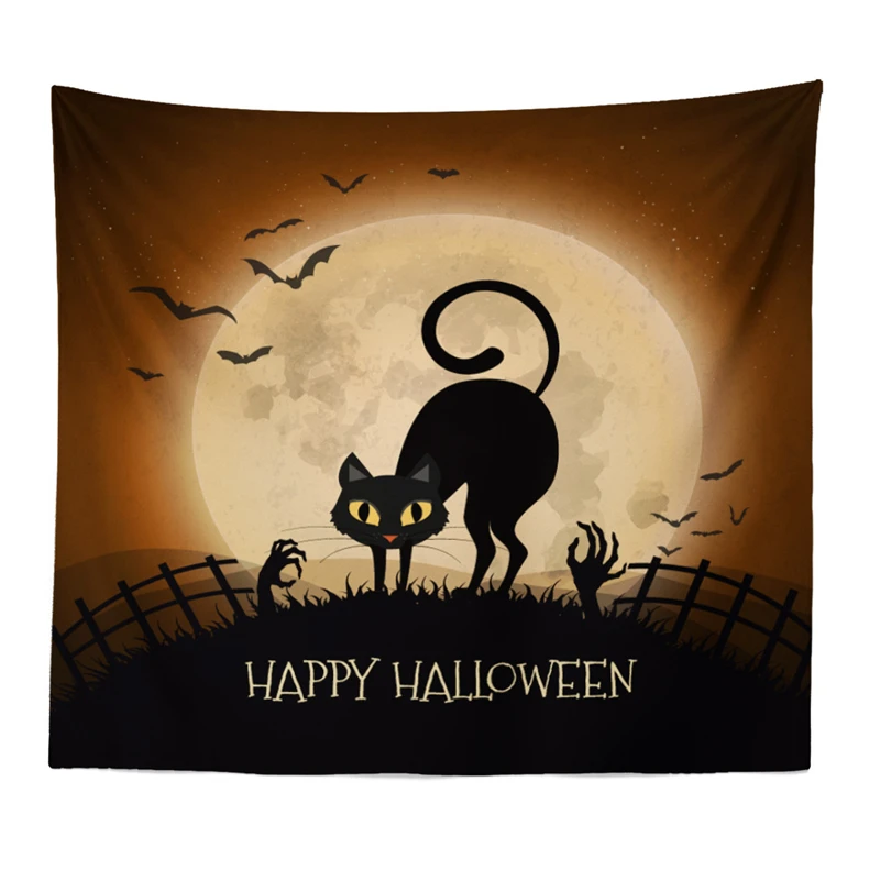 И надписью &quotHappy Halloween&quot Веселая ведьмочка гобелен с изображением тыквы