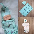 Хлопковое Пеленальное Одеяло для новорожденных мальчиков + шапочка, 2 шт.компл.