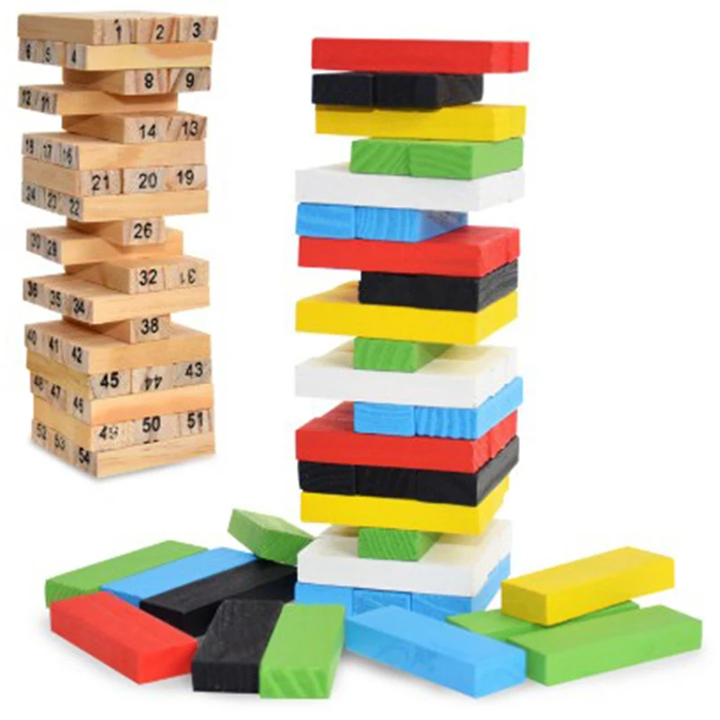 creative novel wooden digital jenga building block brain game toy fashion children entertainment intelligence interaction free global shipping