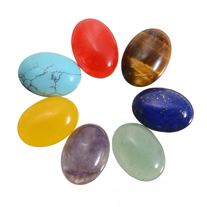Набор из 7 цветов чакры гравированный кварц для лечения кристаллический камень