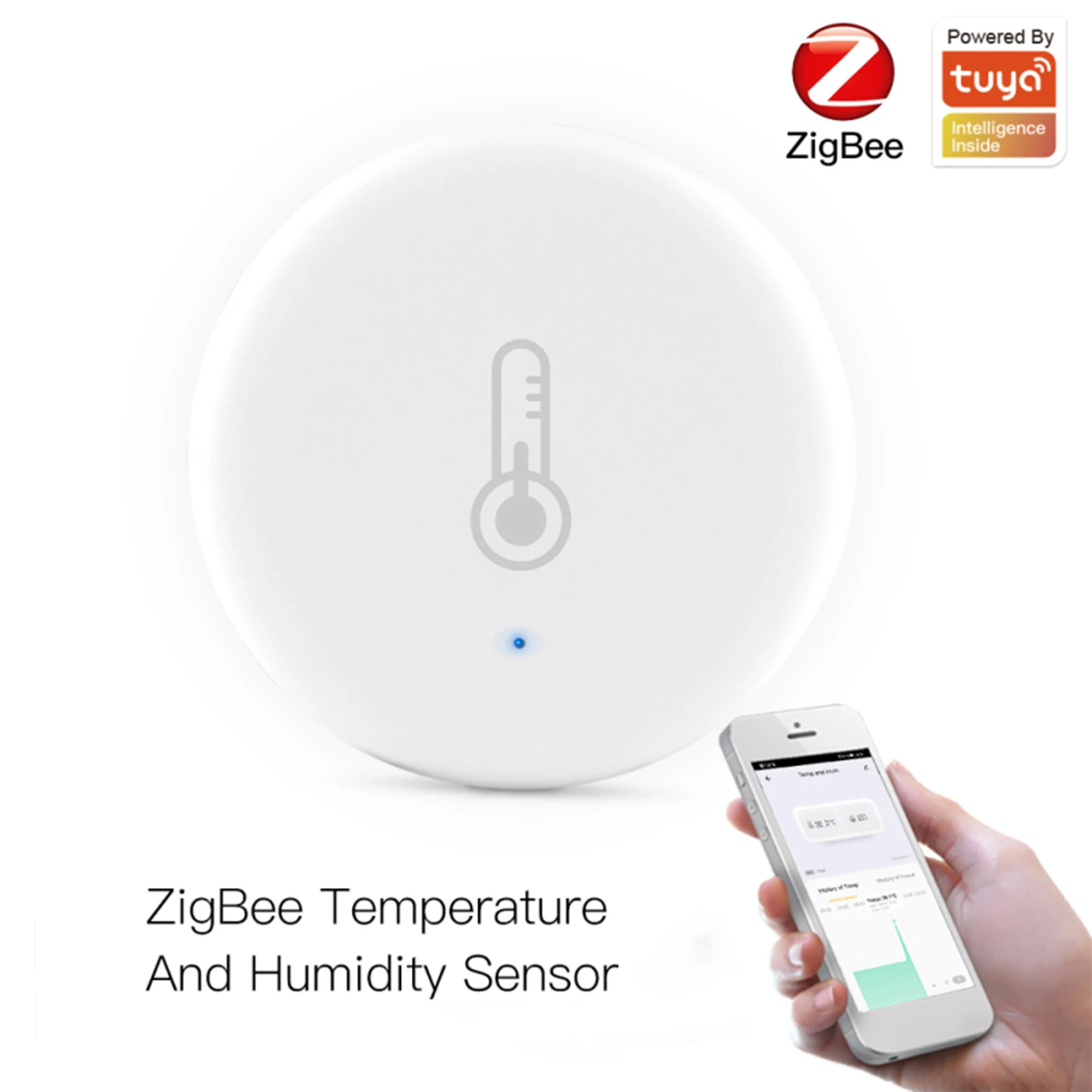 

Датчик температуры и влажности ZigBee с функцией оповещения, умный беспроводной Измеритель температуры и влажности с управлением через прило...