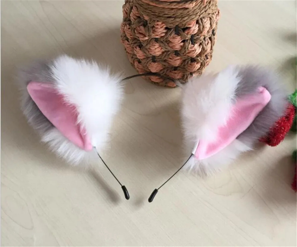 Меховая повязка на голову головной убор Сексуальная с кошачьими ушками для