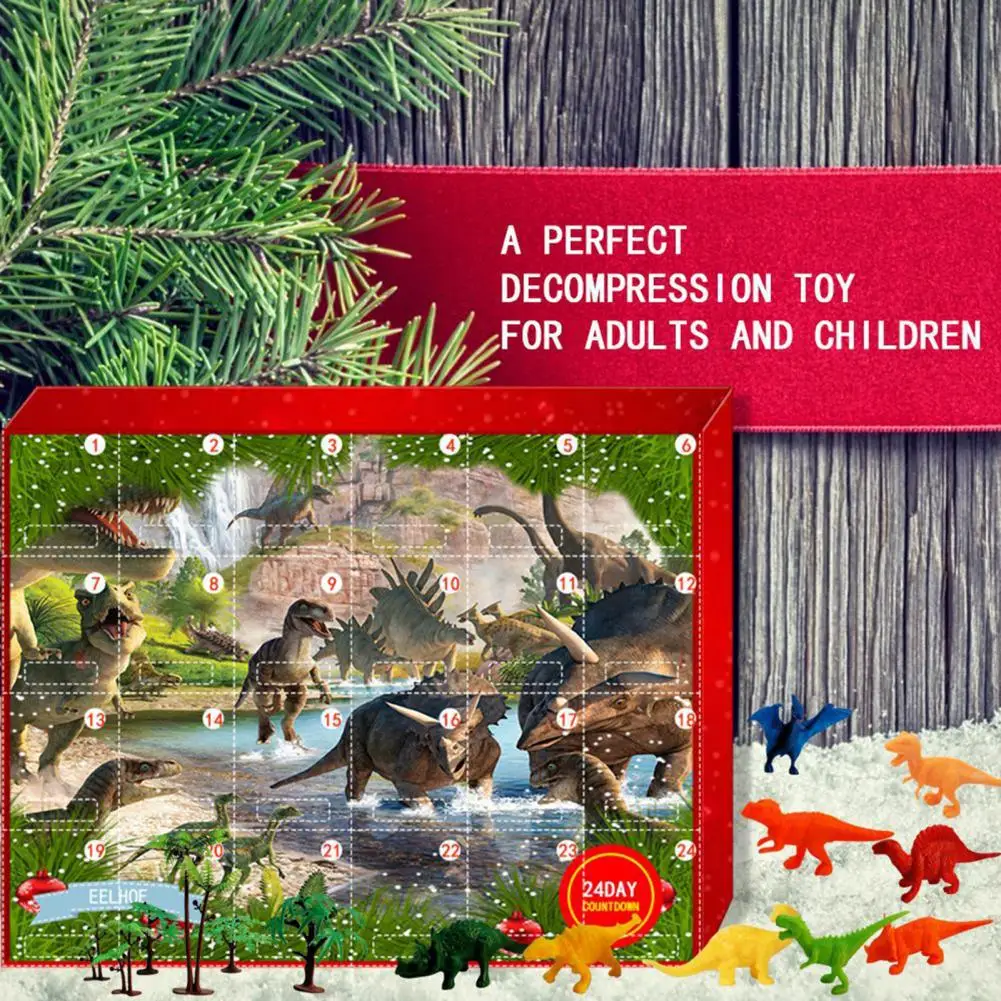 Dropshipping 2021 Hot 24Pcs/Box Realistic Dinosaurs Advent Calendar Cartoon PVC Christmas Countdown Blind Box for Party | Дом и сад