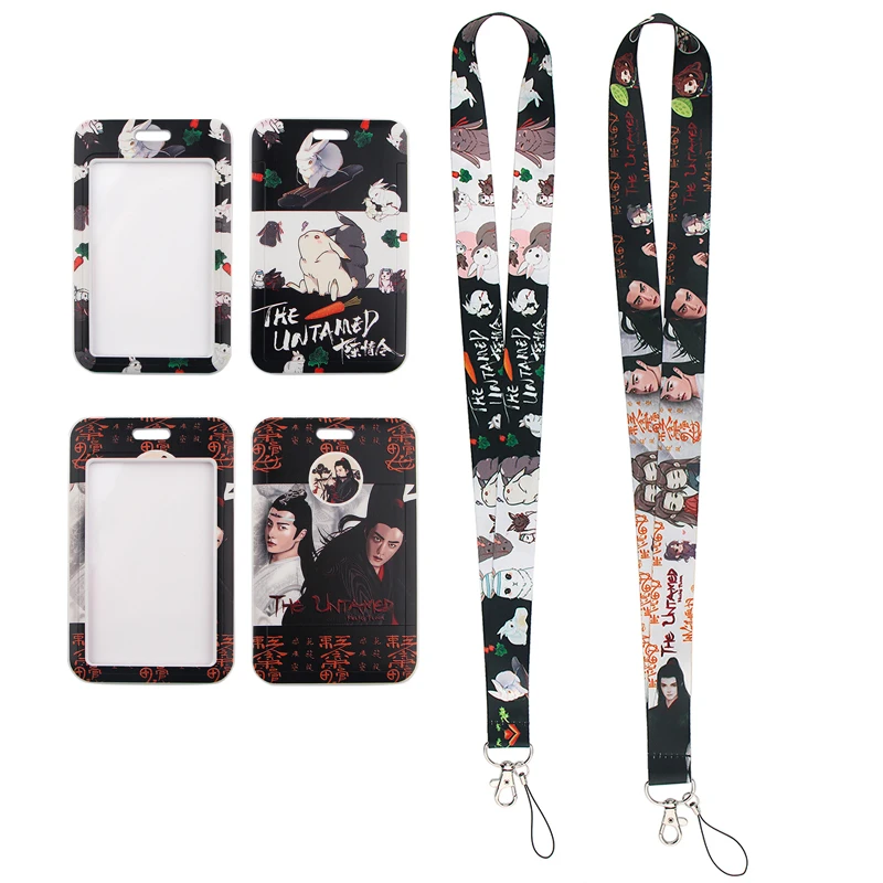 

24pcs/lot MD466 DMLSKY Anime Necklack Lanyard Key Gym Strap Multifunction Mobile Phone Decoration With Cartoon Card Holder Cover