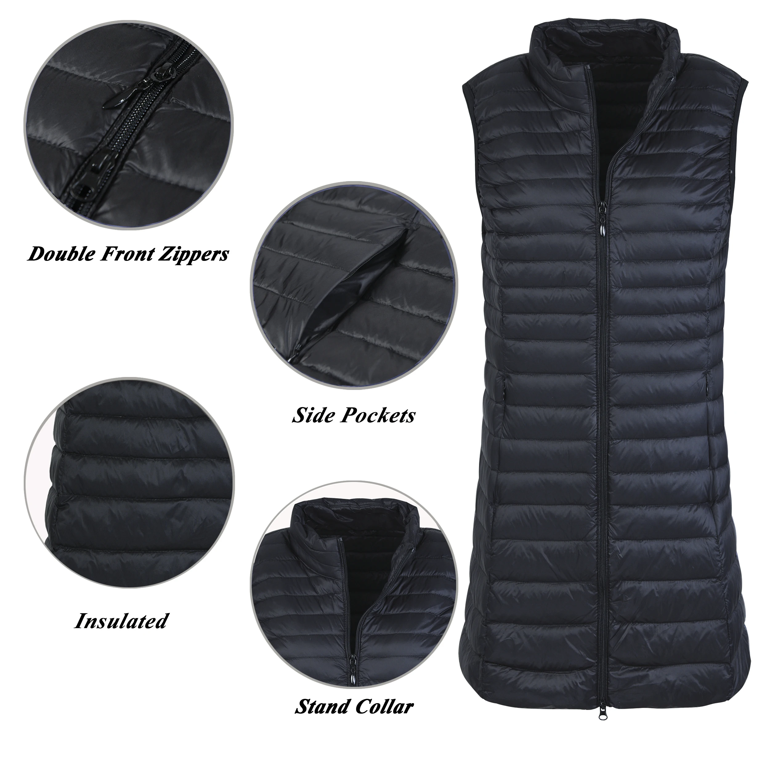 Жилеты для женщин куртка без рукавов 2020 Черное Женское пальто с