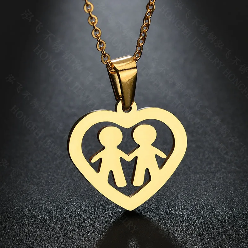 Ожерелье из нержавеющей стали с кулоном Love Heart для детей ожерелье мамы дочери