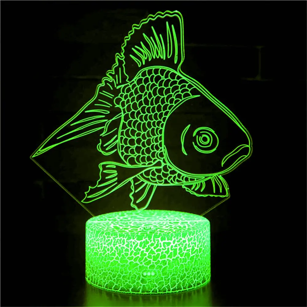 

3D LED Night Light Fishing Fish with 7 Colors Light for Home Decoration Lamp Visualization Optical Illusion Shark Drop Shipping