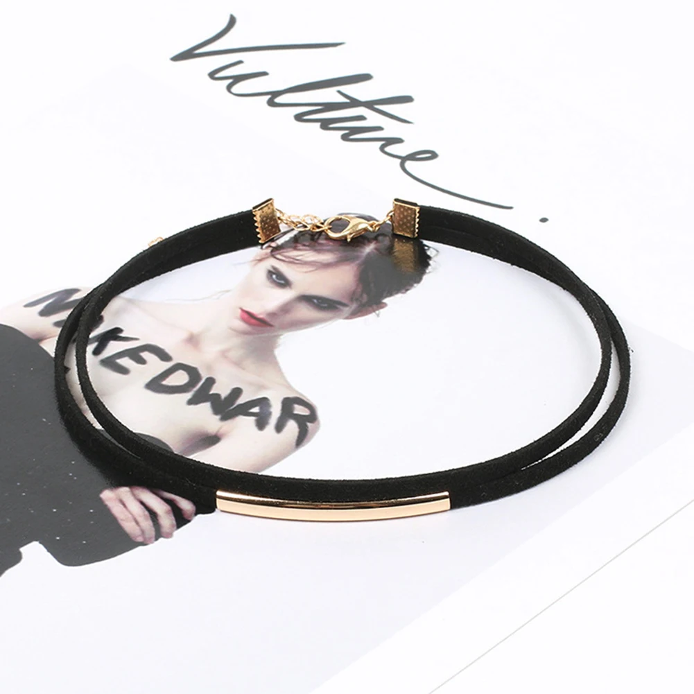 Multi-layer Korean Velvet Curved Necklace Collar Black Punk Gothic Women Arc Charm Short Choker Jewelry Gift | Украшения и
