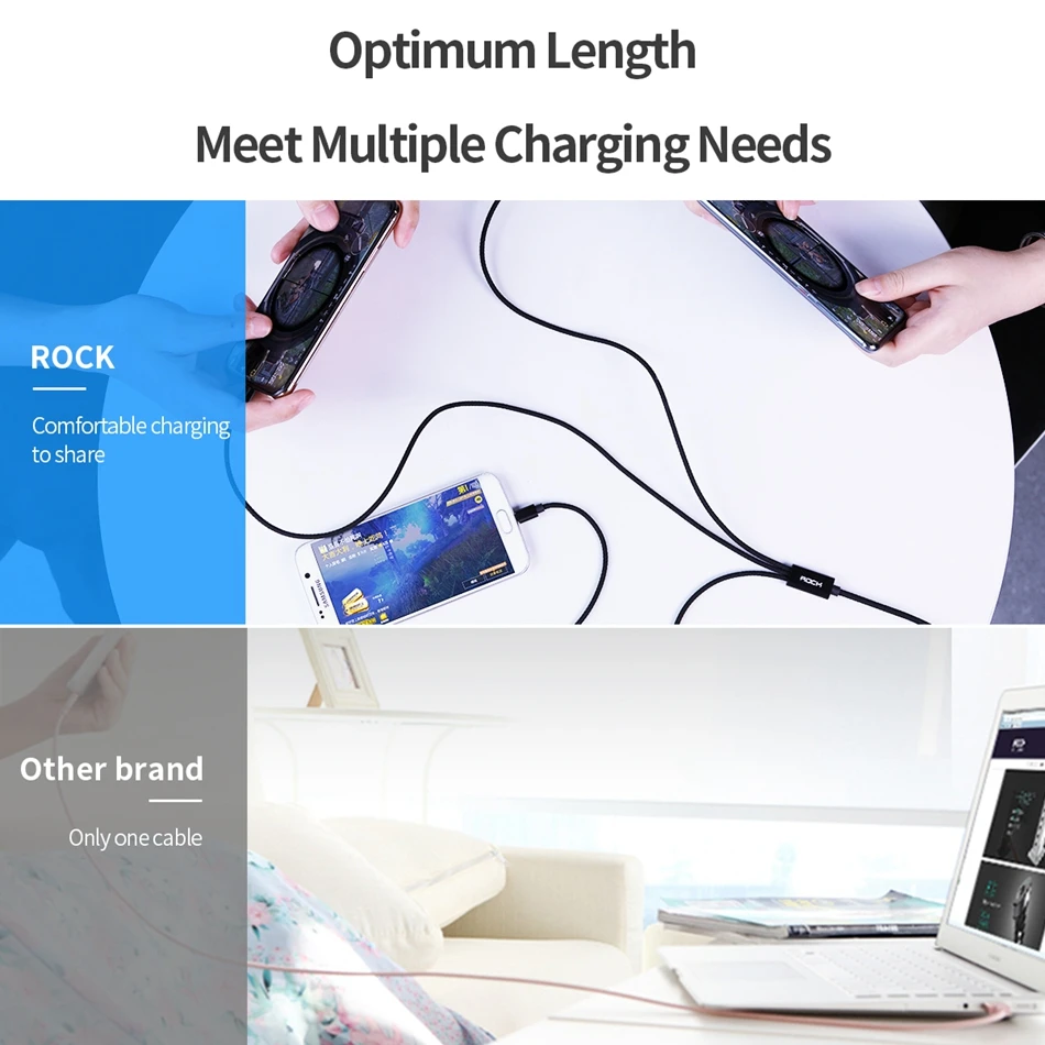 ROCK 3 в 1 USB кабель выдвижной пружинный кабель для iPhone samsung Xiaomi 3.3A Быстрая зарядка type-C кабель для передачи данных кабель