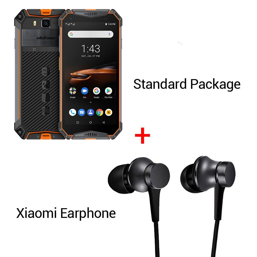 Orange N Earphone Ulefone Armor 3W 5," FHD+ Android 9,0 Helio P70 Octa Core 6 ГБ 64 Гб Смартфон 21 МП 10300 мАч 4G OTG NFC мобильный телефон - Цвет: Orange N Earphone