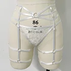 Белый ремень, эластичное сексуальное нижнее белье, кружевные трусики-стринги, полый боди-клетка, бондаж