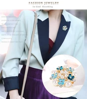 fashionable and simple temperament drip oil alloy diamond studded pearl corsage personalized clothing accessories female m26