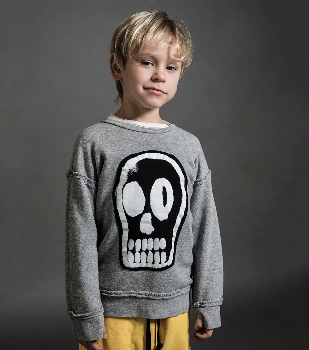 GREY SKULL HOODIES Nu kids/толстовки с капюшоном и надписью; Одежда для мальчиков; Одежда для девочек; куртки; пальто; зимние комплекты для детей; Одежда для новорожденных - Цвет: GREY SKULL HOODIES