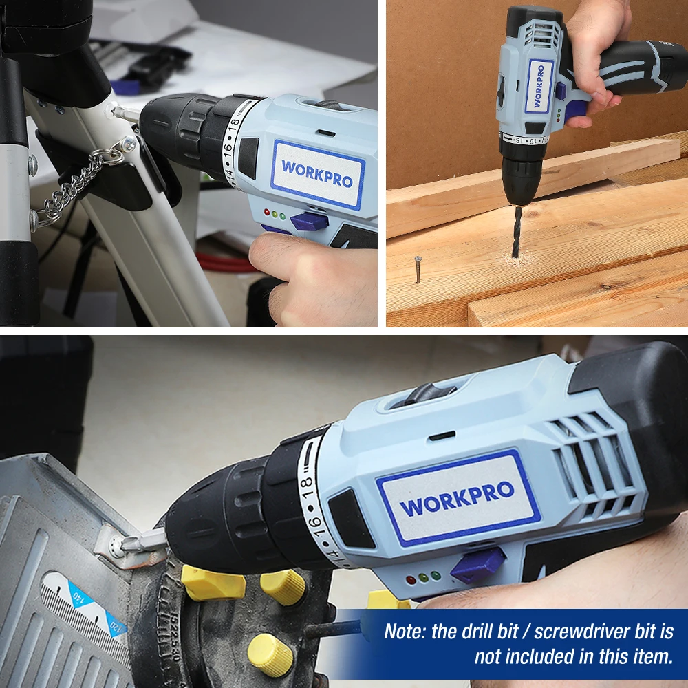 WORKPRO 12V Малый бытовый Электрический Аккумуляторная дрель литий ионный Батарея DIY
