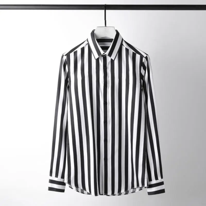 Minglu роскошные ткани из шелка и хлопка мужская рубашка в полоску модные широкую