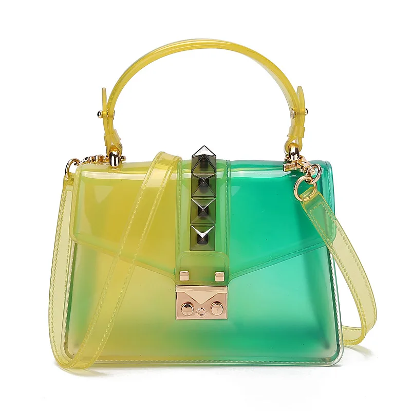 

Gradient Transparent Bags for Women 2020 New Luxury Handbags Brands PVC Handbag for Girls Rivet Bag Women's Bag Luggage