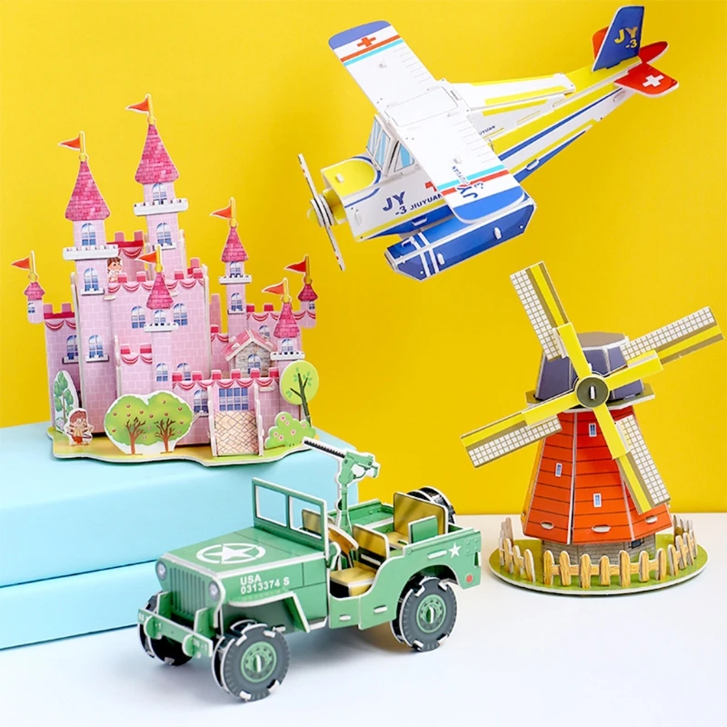 

DIY 3D Jigsaw Puzzle Assembling Toy Castle Frigate Off-road Vehicle Tank Zoo UK Seller Window Display Props Paper Model