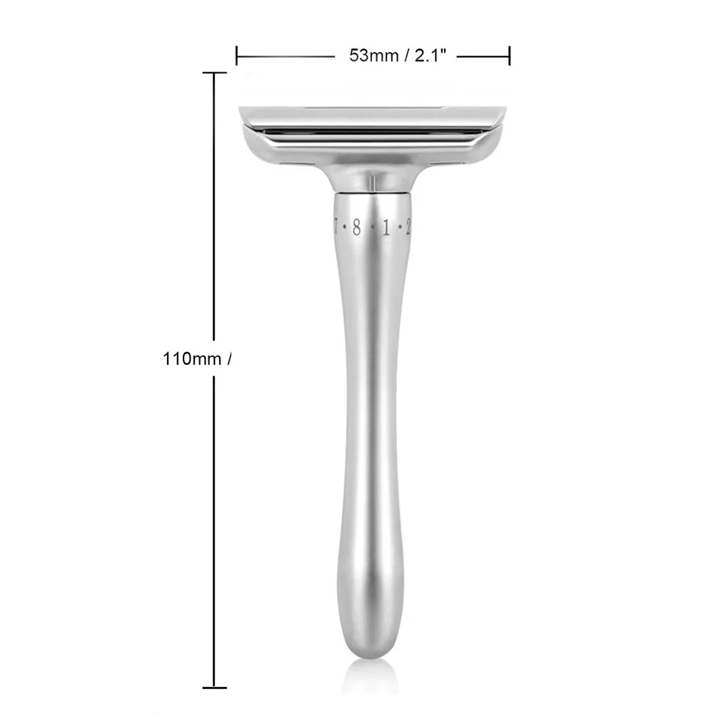 Матовая Серебристая Регулируемая Безопасная бритва с магнитной крышкой двойная