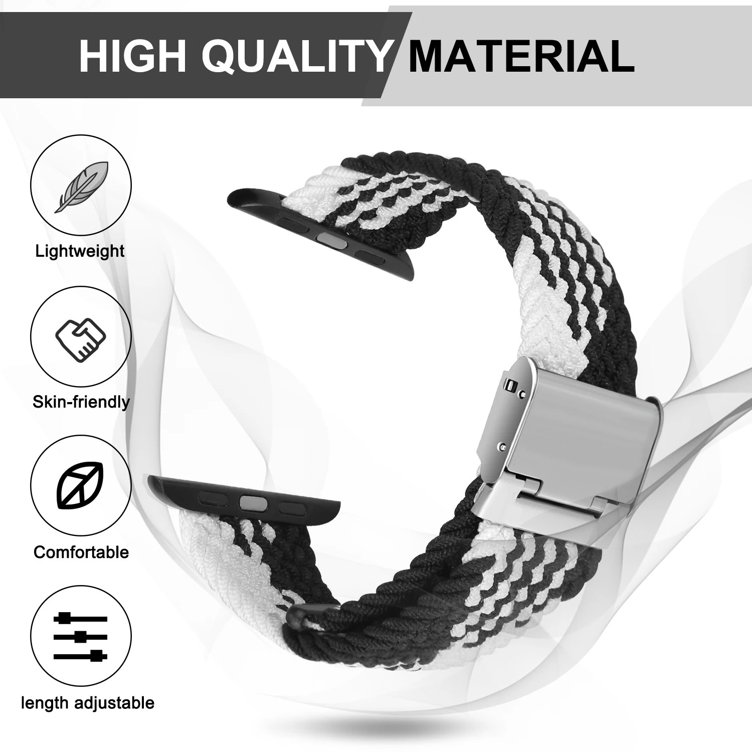 

Compatible with Apple Watch Bands 44mm 40mm 38mm 42mm, iWatch Bands for Women Men, Adjustable Braided Solo Loop