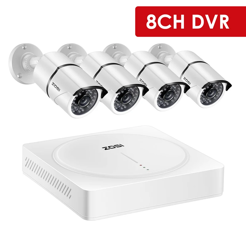 ZOSI 4CH/8CH H.265+ HD 5.0MP безопасности Камера Системы с 4x5 Мп HD на открытом воздухе/Крытый CCTV Камера комплект видеонаблюдения - Цвет: 8CH with 4 Cam