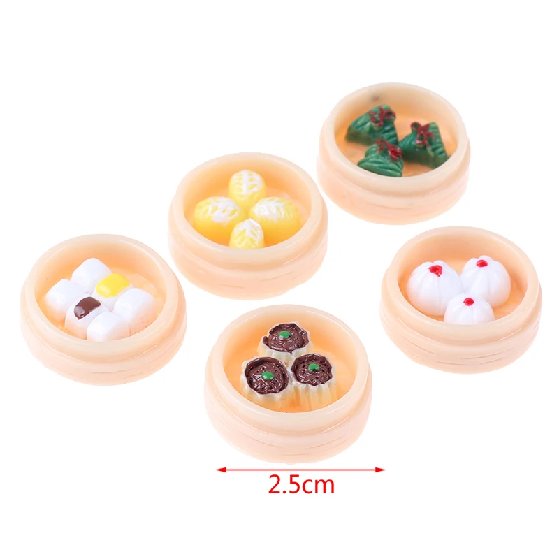 

5PCS 1:12 Scale Dollhouse Miniatures Chinese Dim Sum Mini Play doll Food Miniature Kitchen accessories for doll toys