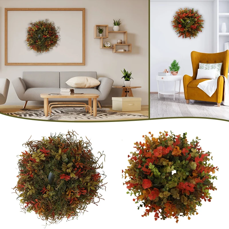 

New Fall Eucalyptus Farmhouse Wreath Ring Hanging Door Decoration for Wall Window Wedding Party