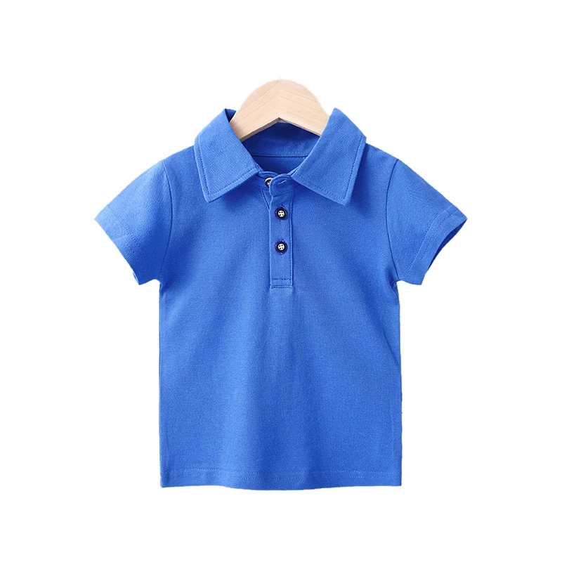 

2020 New Children's Summer Cotton Short Sleeved Shirt Baby Boys Girls Solid Color Shirt 2-7 Y Kids Clothes Out