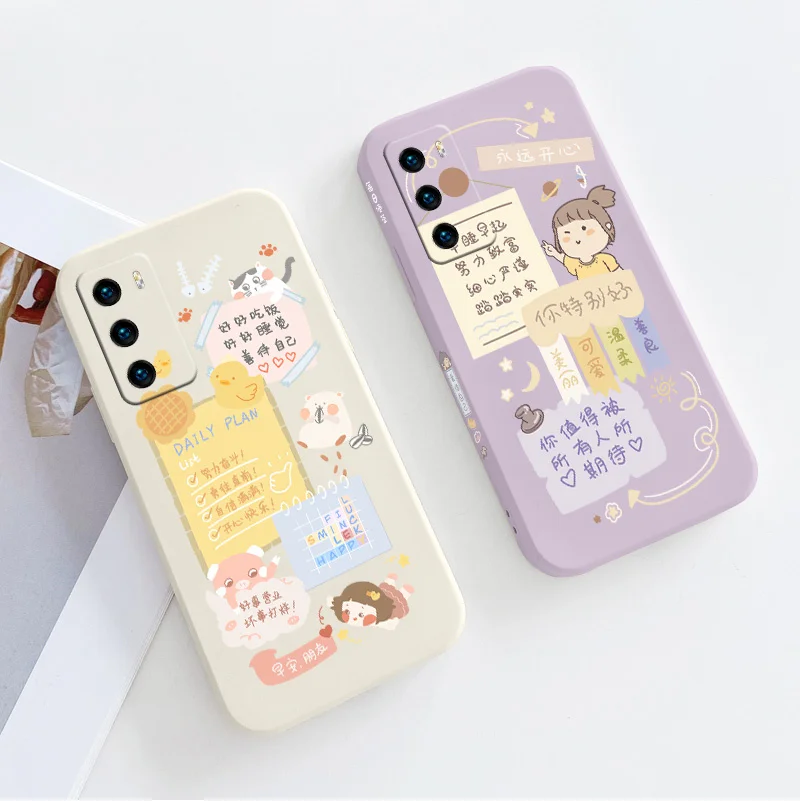 

Sleep Well Note Phone Case For Huawei P40 P40Lite P30 P20 Mate 40 40Pro 30 20 Pro Lite P Smart 2021 Y7a Liquid Silicone Cover