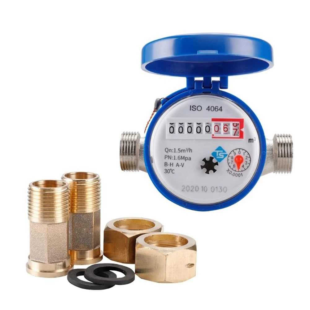 

Water Meter Mechanical Rotary Wing 0-30℃ Cold E-TYPE 1/2" - 3/4" Qn 1.5m3/h Precision 0.0001m3 with All Copper Connector