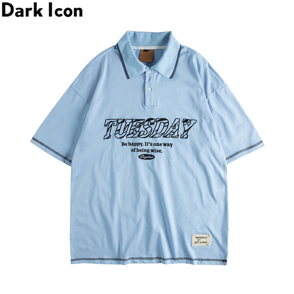 

Dark Icon Letters Embroidery Polo Shirt Summer Men's T-shirt Casual Tee Shirts