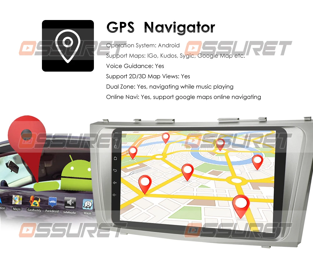 Автомобильный мультимедийный плеер 2DIN Android 10 GPS для Toyota Camry Aurion 2007-2011 9 дюймов