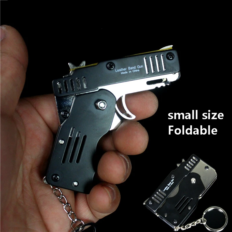 Мини складной шестигранный пистолет с резиновой лентой может держать брелок все