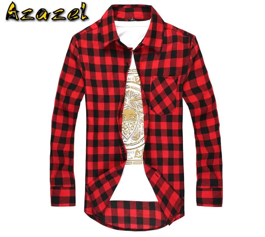 

Hot 2020 Men Flannel Plaid Shirt 100% Cotton Spring Autumn Casual Long Sleeve Shirts Soft Comfort Slim Brand male Clothes M-XXL