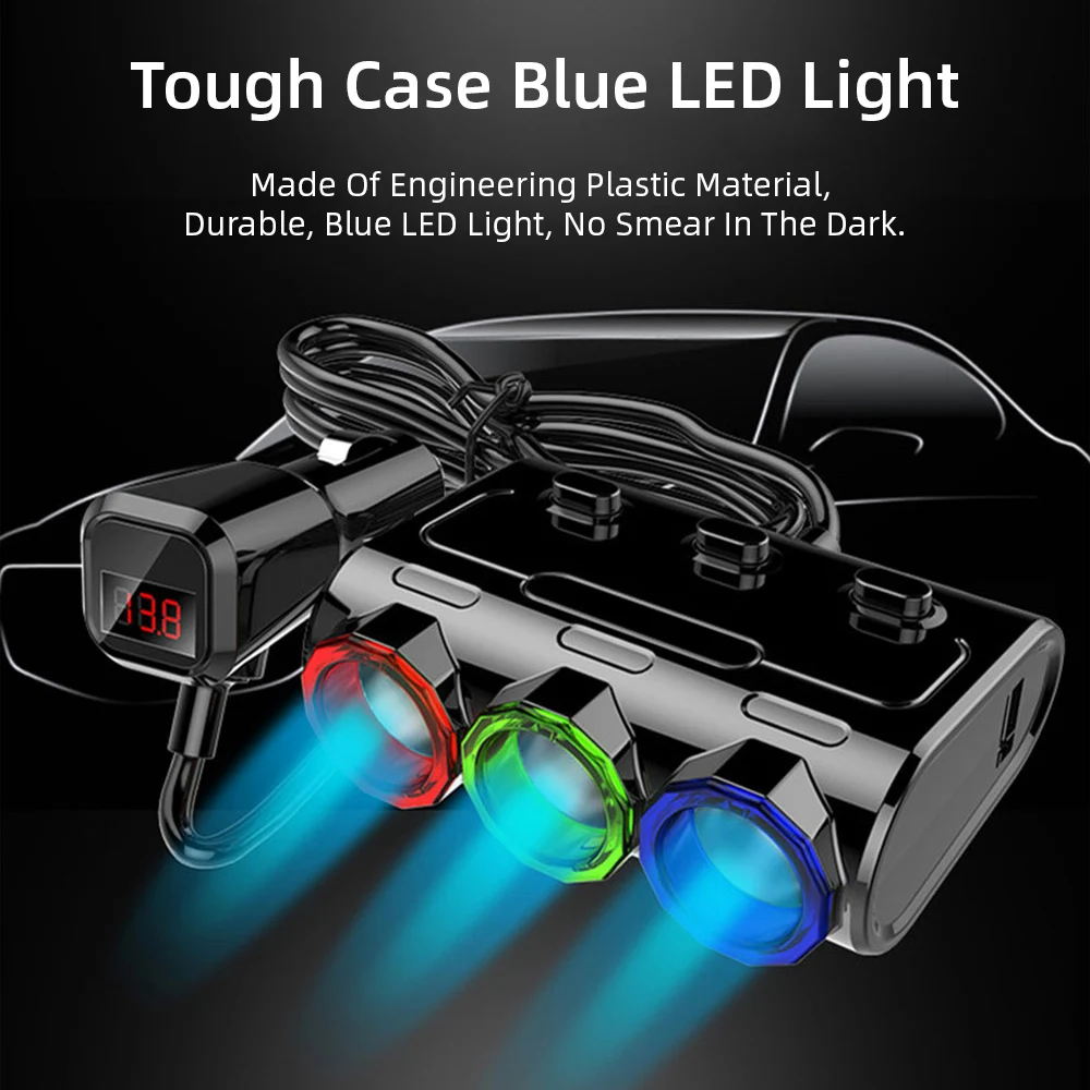 Двойное зарядное устройство USB адаптер питания прикуриватель Вольтметр для